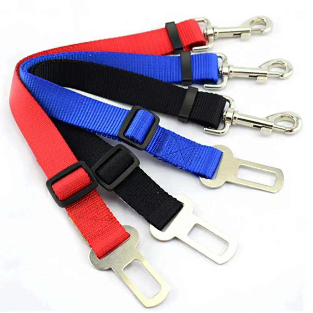 4 Pack Adjustable Pet Dog Cat Seat Belt-Nylon Fabric- Black,Blue, Red, Purple