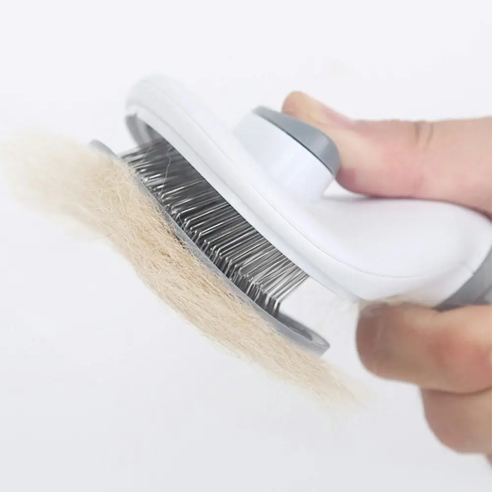 Cat Dog Comb Grooming Brush Stainless Steel Automatic Non-slip Brush