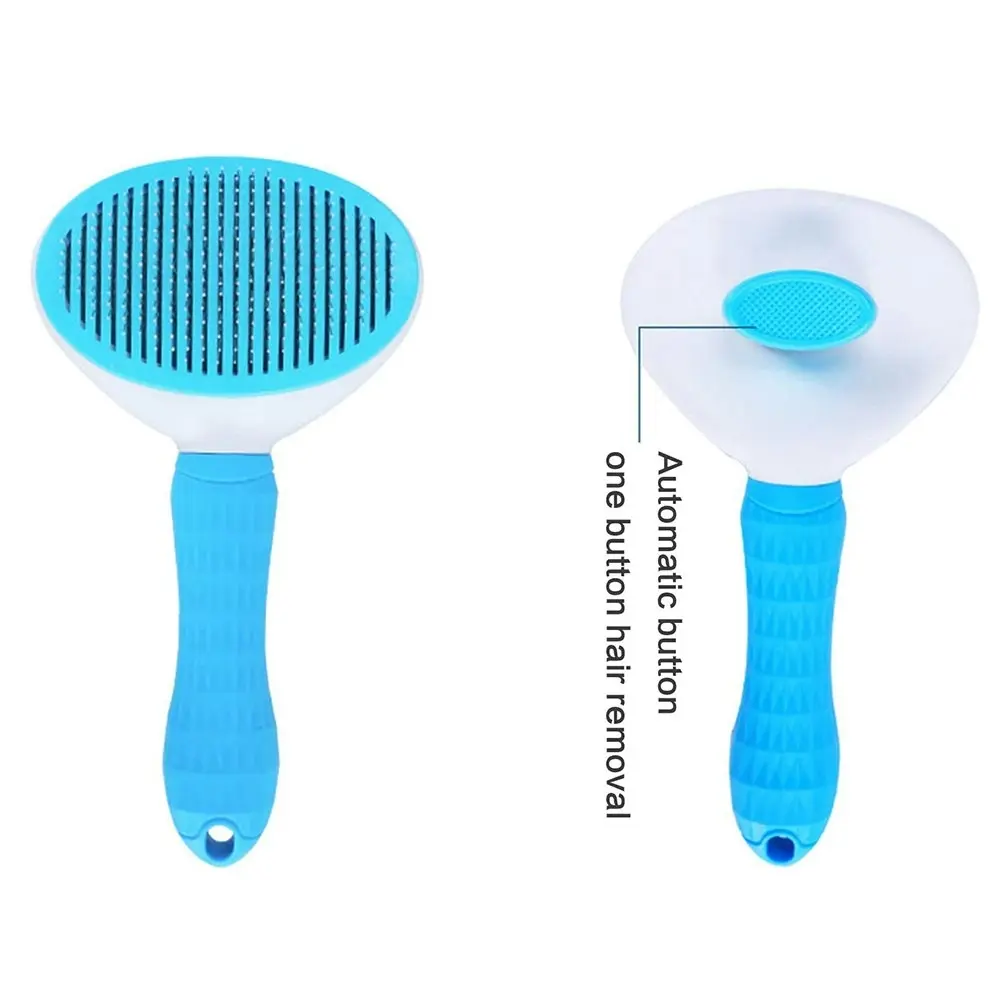 Cat Dog Comb Grooming Brush Stainless Steel Automatic Non-slip Brush