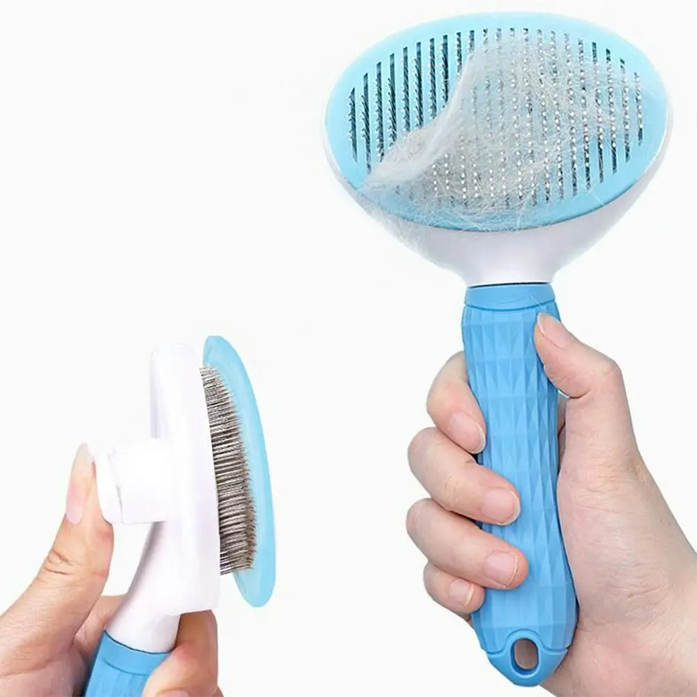 Cat Dog Comb Grooming Brush Stainless Steel Automatic Non-slip Brush