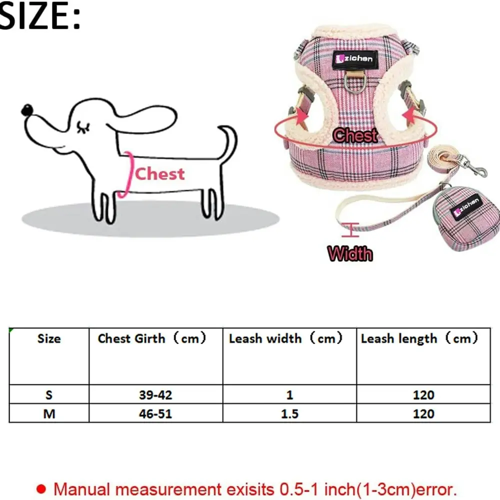 Dog Vest Harness and Leash Set With Cute Bags Breathable Mesh Dog Harness