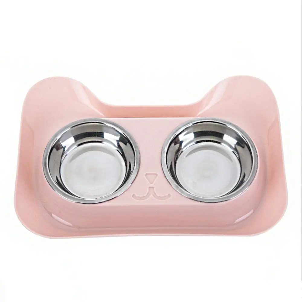 Dual-purpose plastic bowl splash-proof stainless steel pet bowl