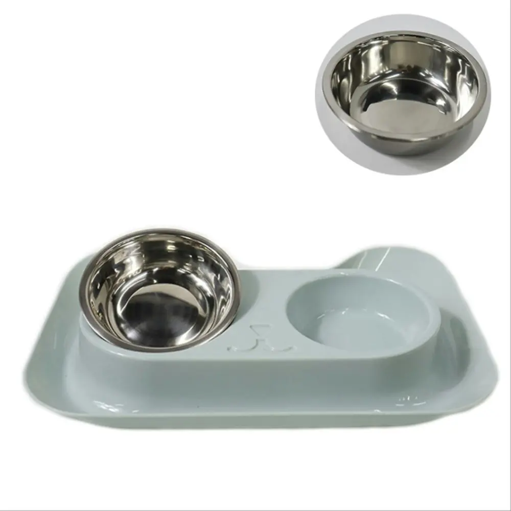 Dual-purpose plastic bowl splash-proof stainless steel pet bowl