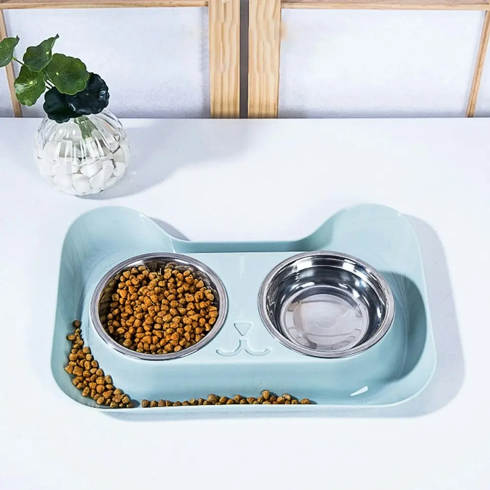 Dual-purpose plastic bowl splash-proof stainless steel pet bowl