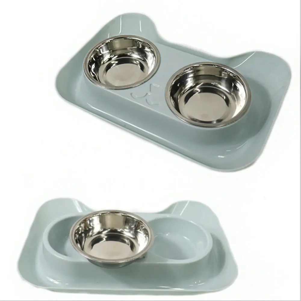 Dual-purpose plastic bowl splash-proof stainless steel pet bowl