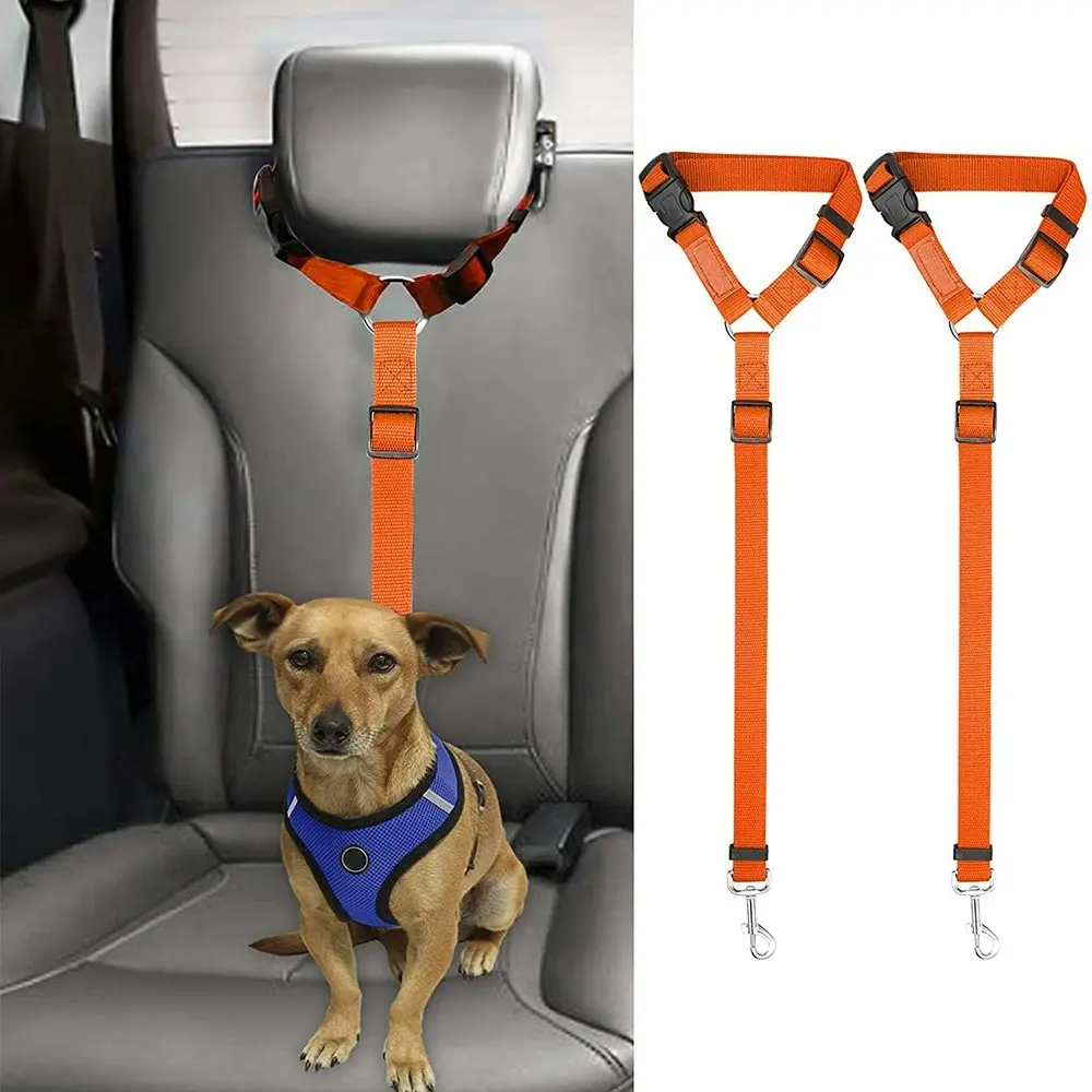 2 packs of pet dog and cat traction rope adjustable car pet seat belt