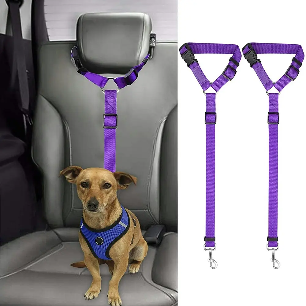 2 packs of pet dog and cat traction rope adjustable car pet seat belt