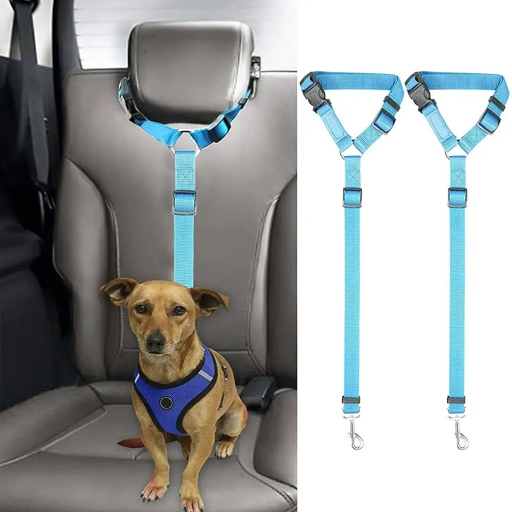 2 packs of pet dog and cat traction rope adjustable car pet seat belt