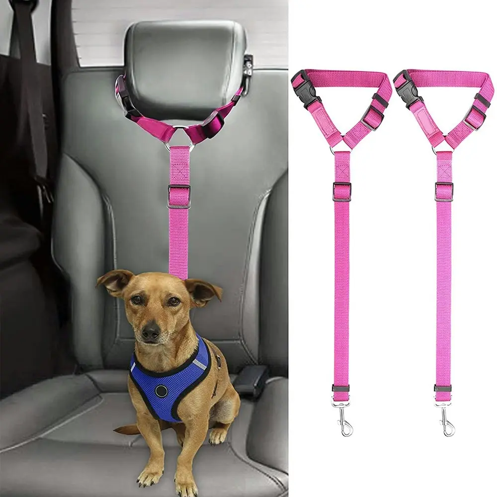 2 packs of pet dog and cat traction rope adjustable car pet seat belt