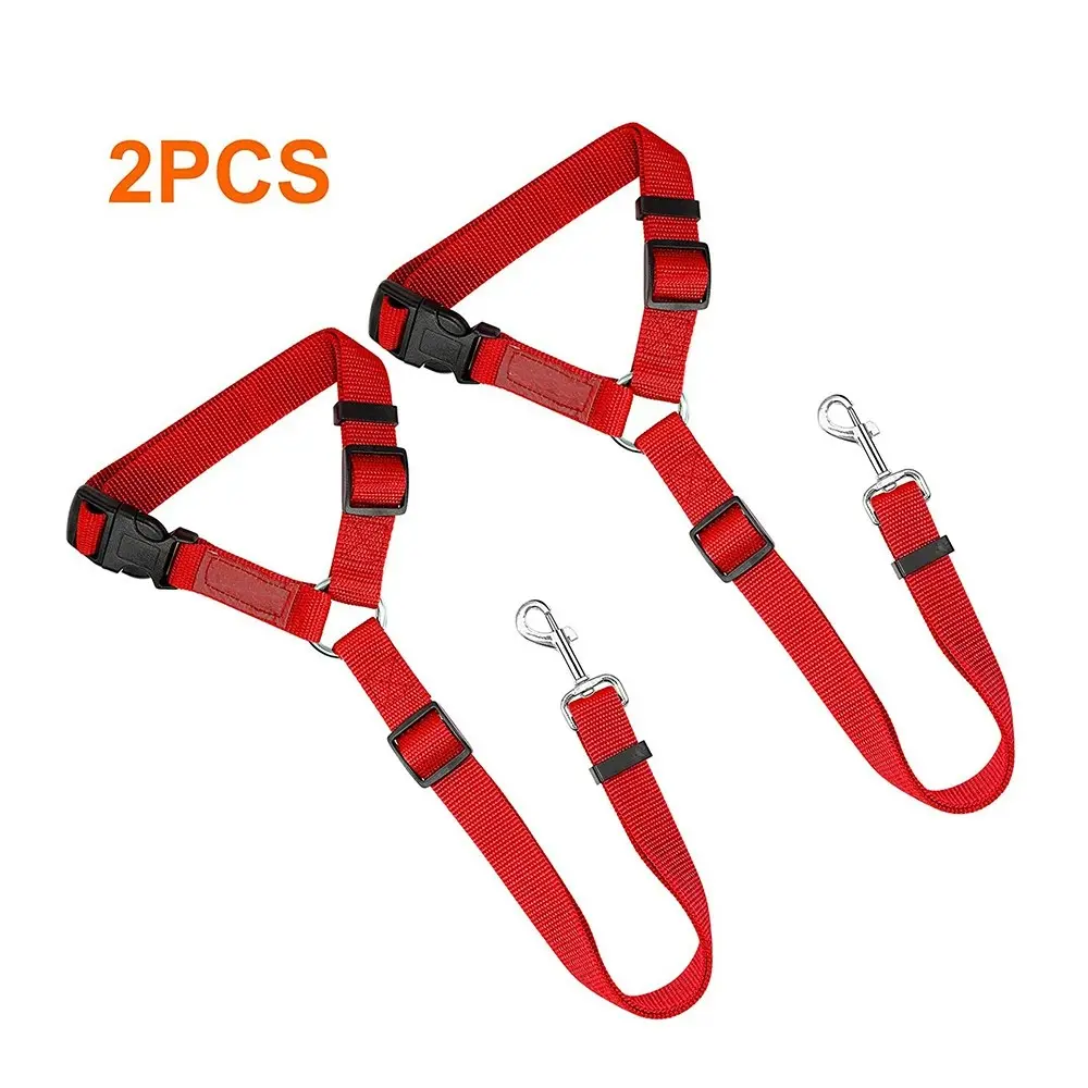 2 packs of pet dog and cat traction rope adjustable car pet seat belt