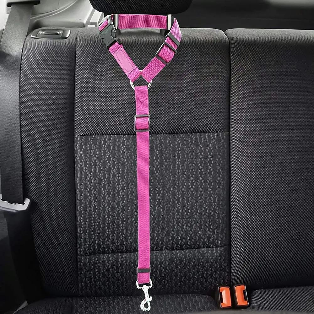 2 packs of pet dog and cat traction rope adjustable car pet seat belt