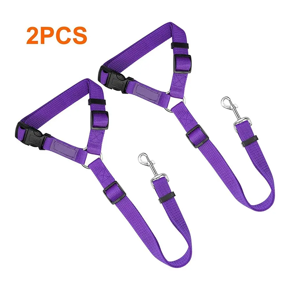 2 packs of pet dog and cat traction rope adjustable car pet seat belt