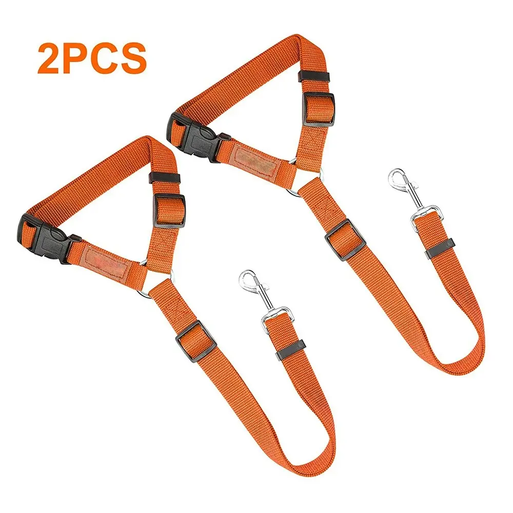 2 packs of pet dog and cat traction rope adjustable car pet seat belt