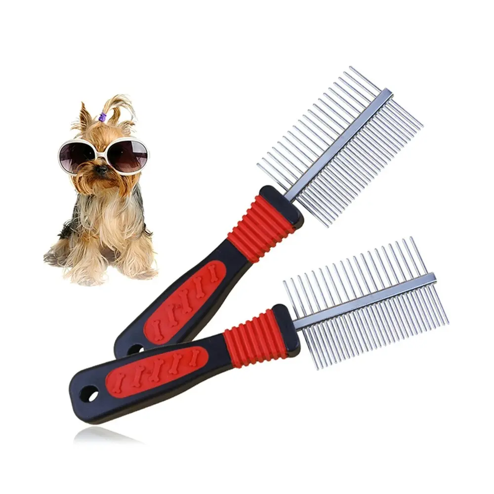 2 Pack Double Sided Pet Grooming Comb for Removes Tangles Knots Matted Dirt Hair