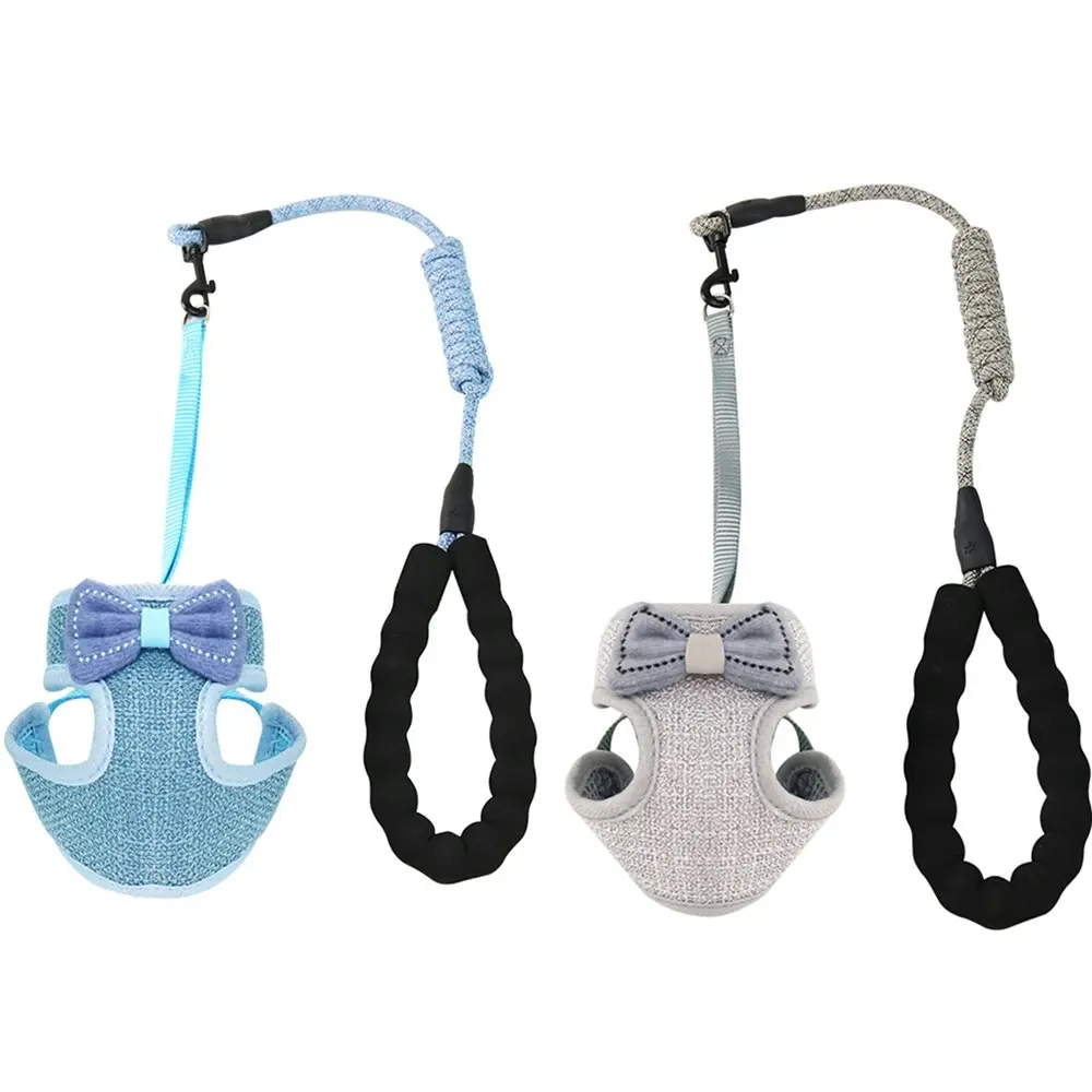 2 Pack Bow Tie Adjustable Pet Mesh Vest Harness and Leash Set for Cats