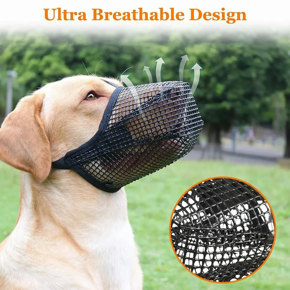 Soft Mesh Covered Dog Muzzle With Adjustable Straps For Small Medium Large Dogs