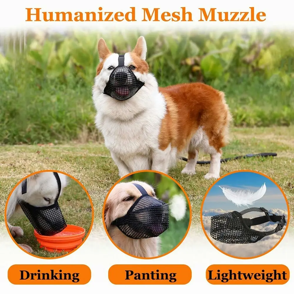 Soft Mesh Covered Dog Muzzle With Adjustable Straps For Small Medium Large Dogs