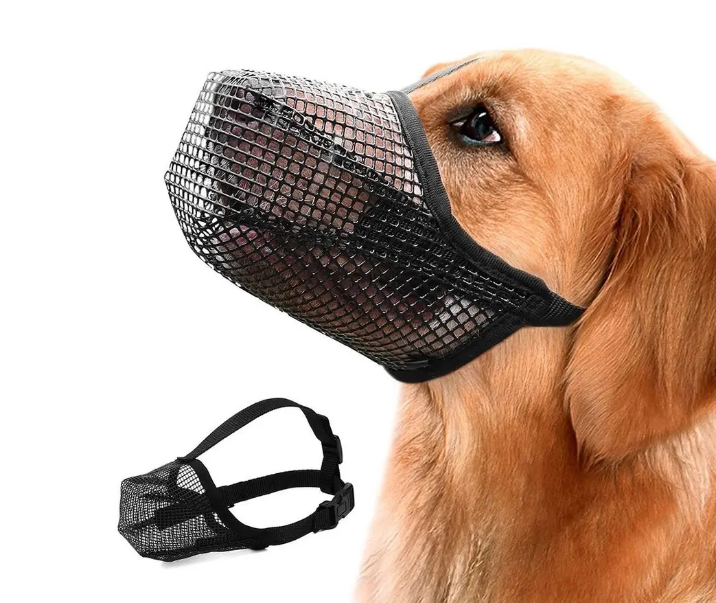 Soft Mesh Covered Dog Muzzle With Adjustable Straps For Small Medium Large Dogs