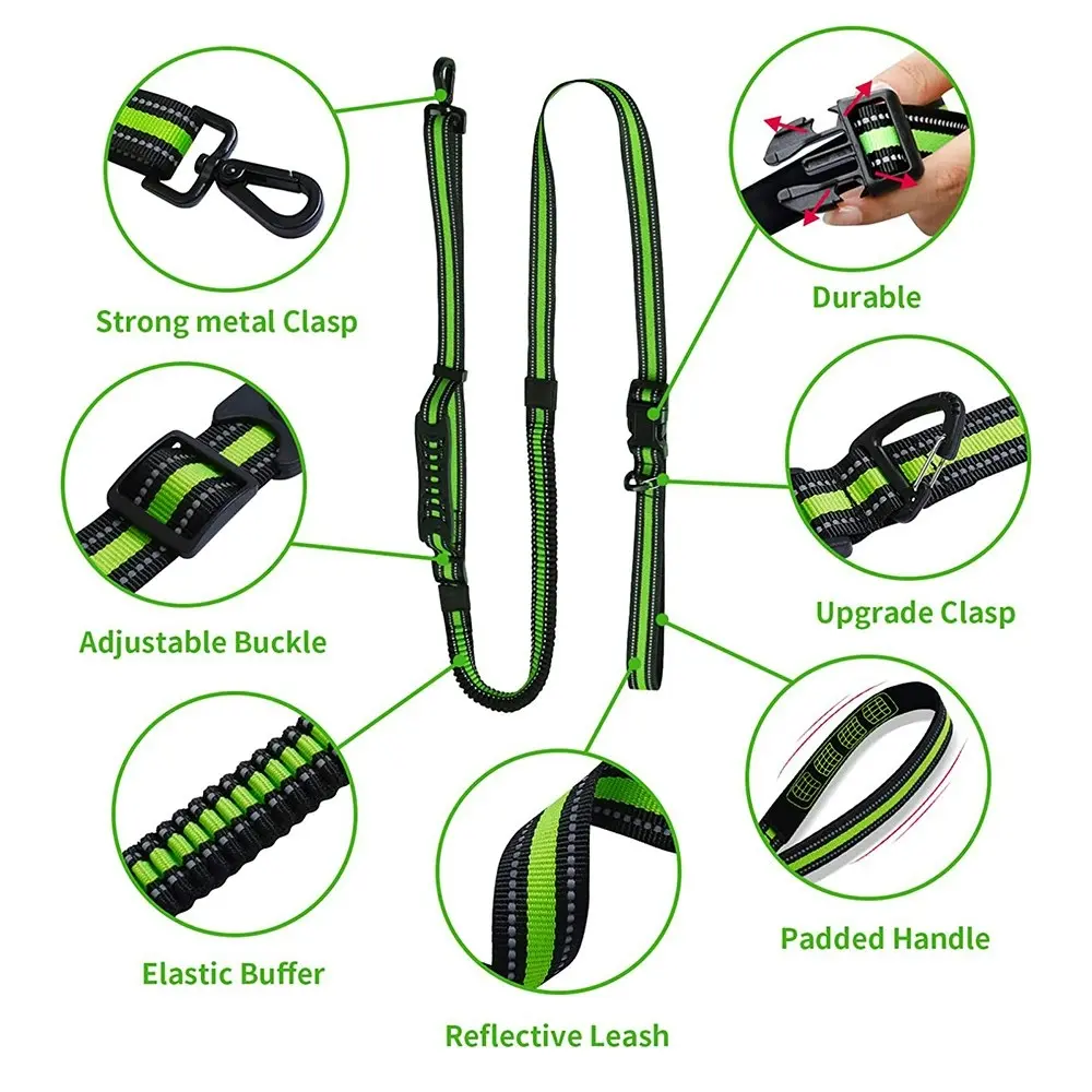 Reflective Dual-Purpose Adjustable Dog Leash Retractable Running Dog Leash