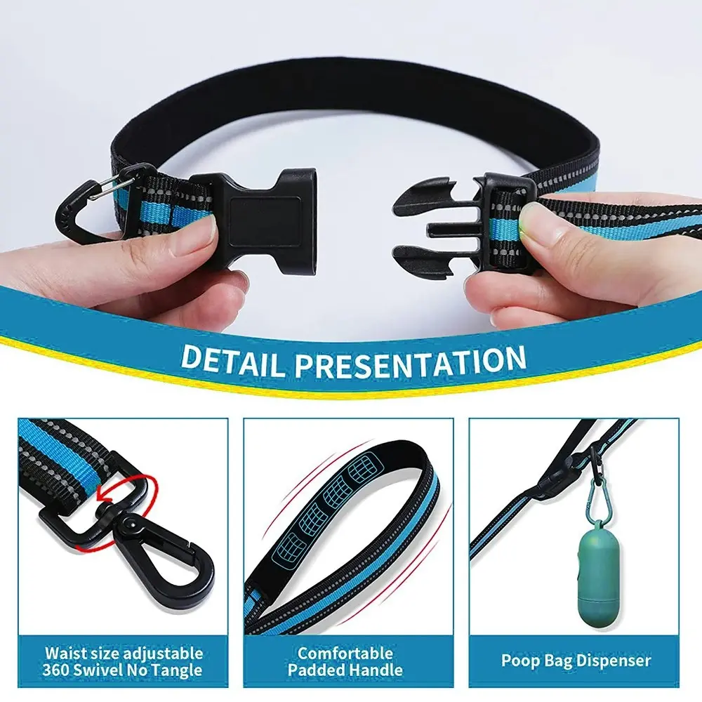 Reflective Dual-Purpose Adjustable Dog Leash Retractable Running Dog Leash