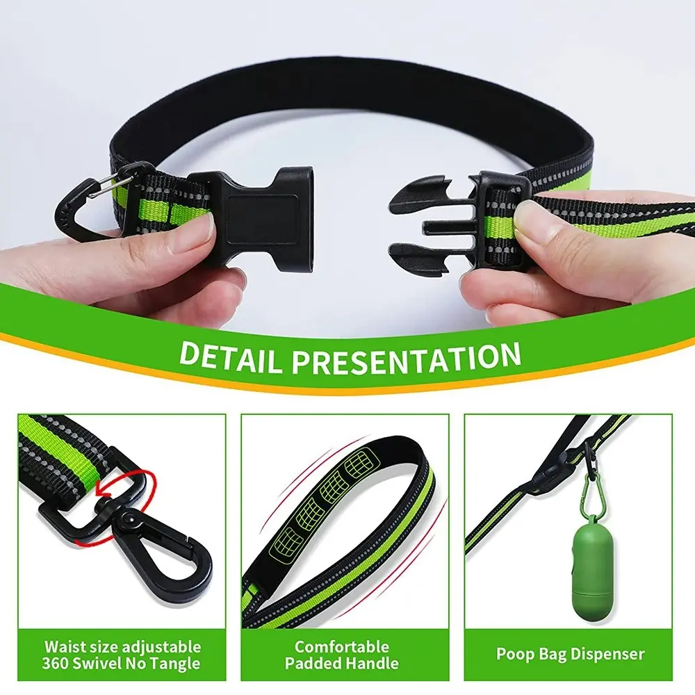 Reflective Dual-Purpose Adjustable Dog Leash Retractable Running Dog Leash