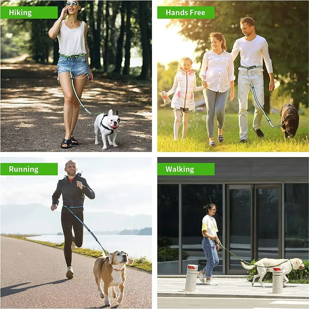 Reflective Dual-Purpose Adjustable Dog Leash Retractable Running Dog Leash