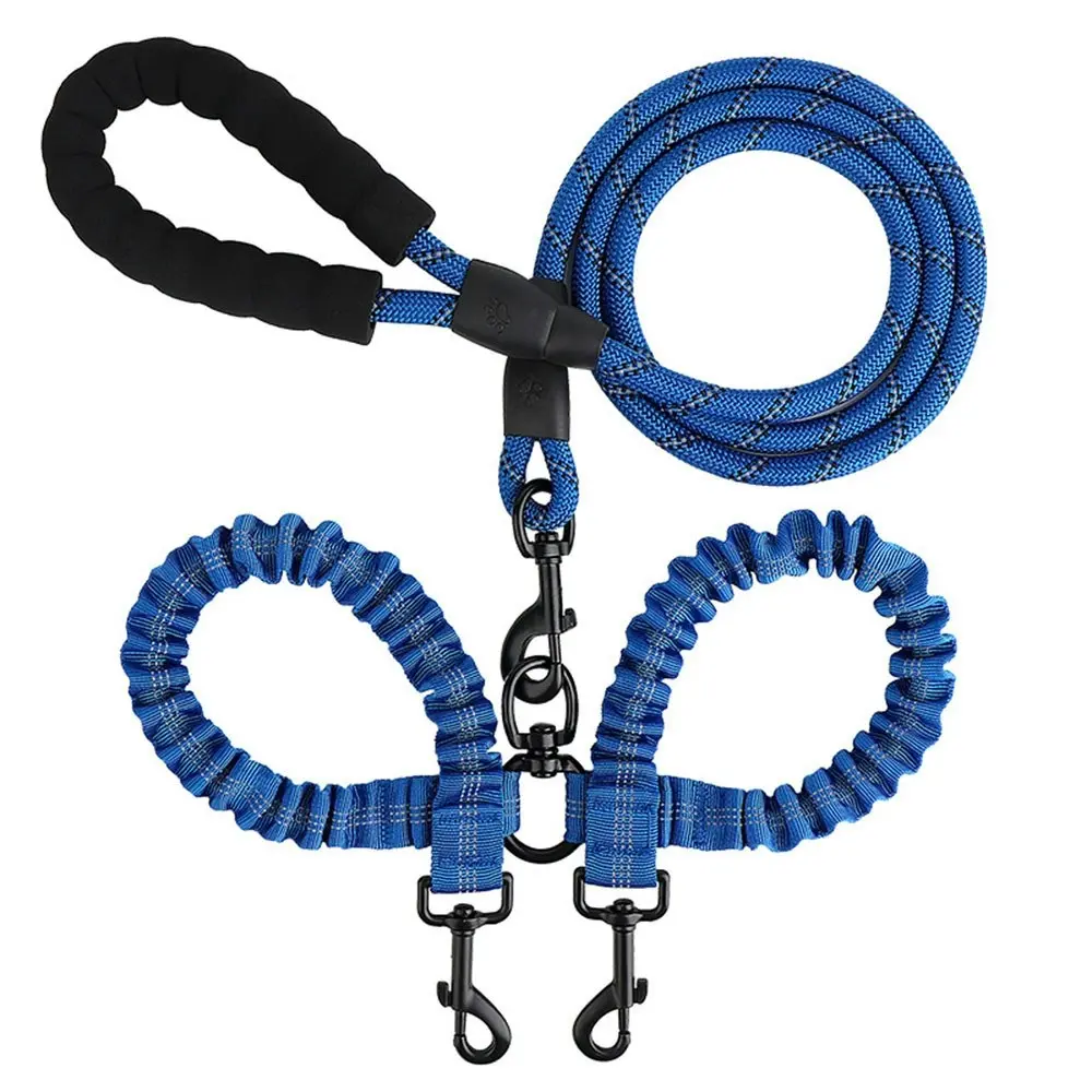 Comfortable Dual Dog Leash Tangle Free With Shock Absorbing Bungee Reflective