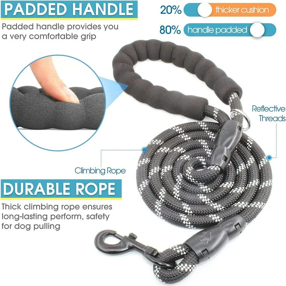 Comfortable Dual Dog Leash Tangle Free With Shock Absorbing Bungee Reflective