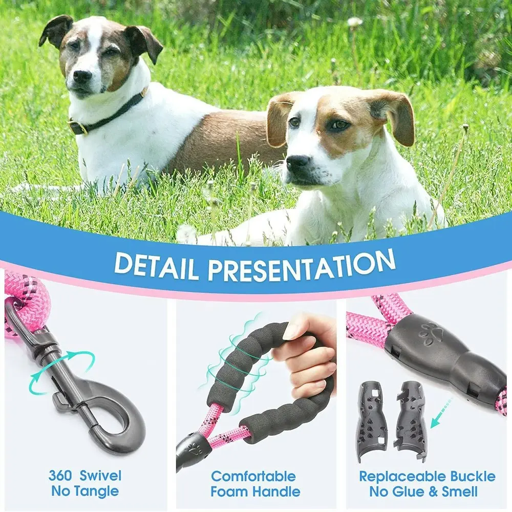 Comfortable Dual Dog Leash Tangle Free With Shock Absorbing Bungee Reflective