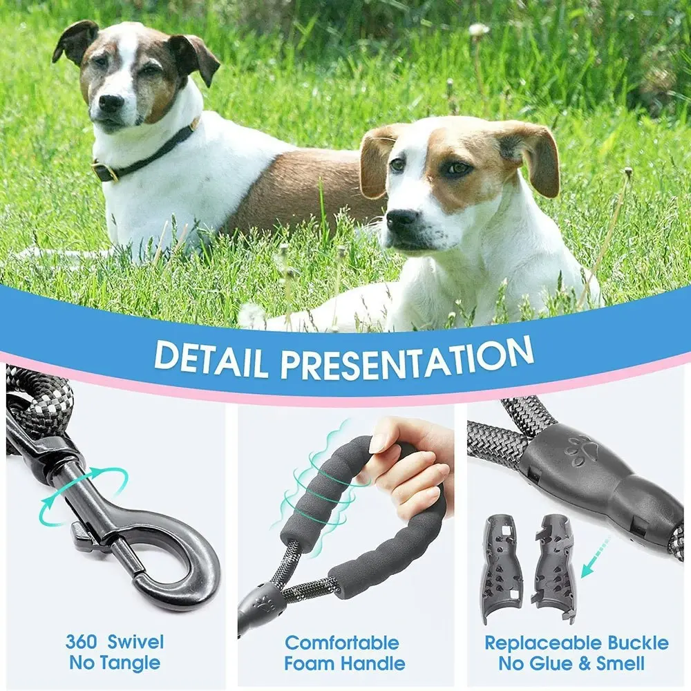 Comfortable Dual Dog Leash Tangle Free With Shock Absorbing Bungee Reflective