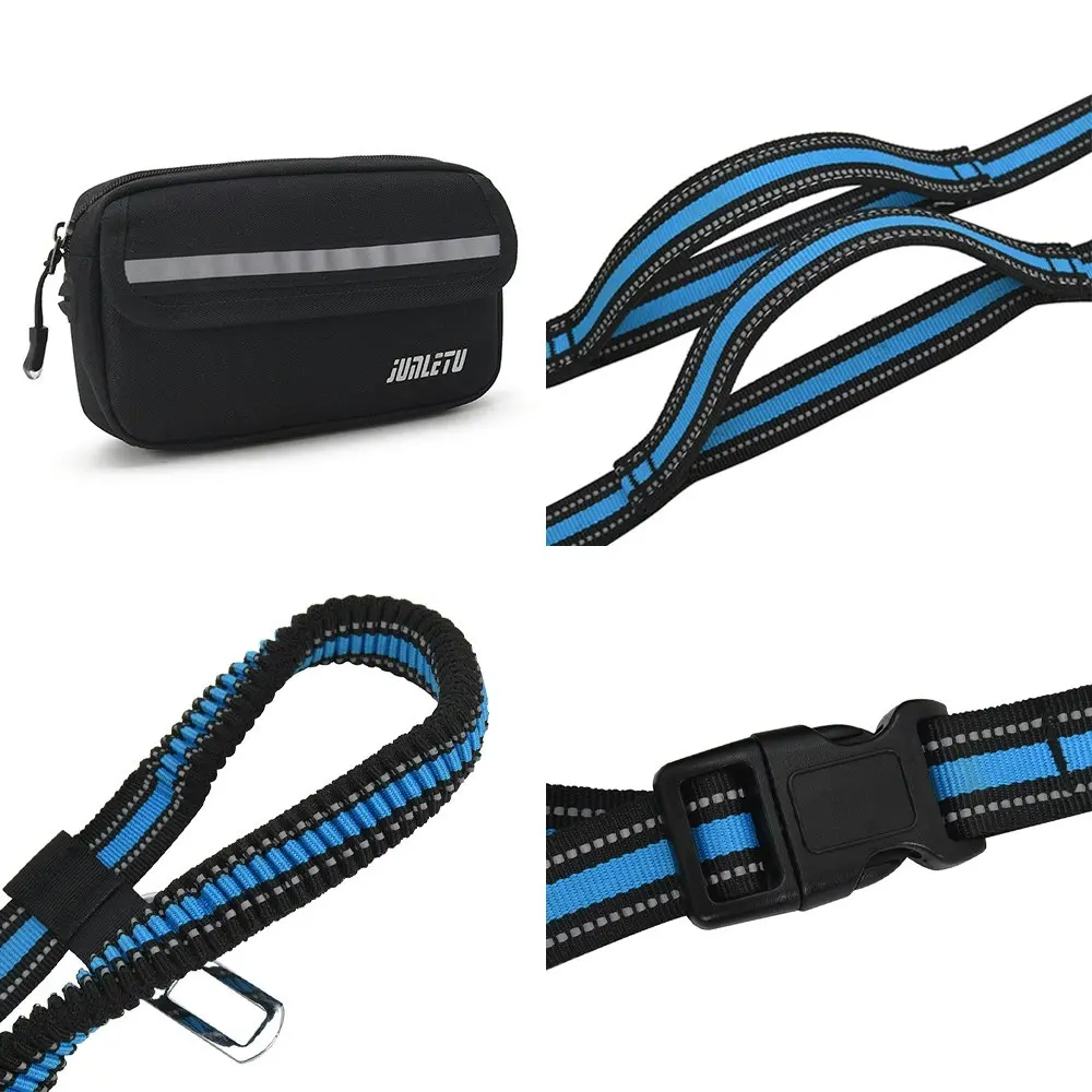 Dog Hands Free Leash With Zipper Pouch Running Waist Bag With Dual Handle Leash