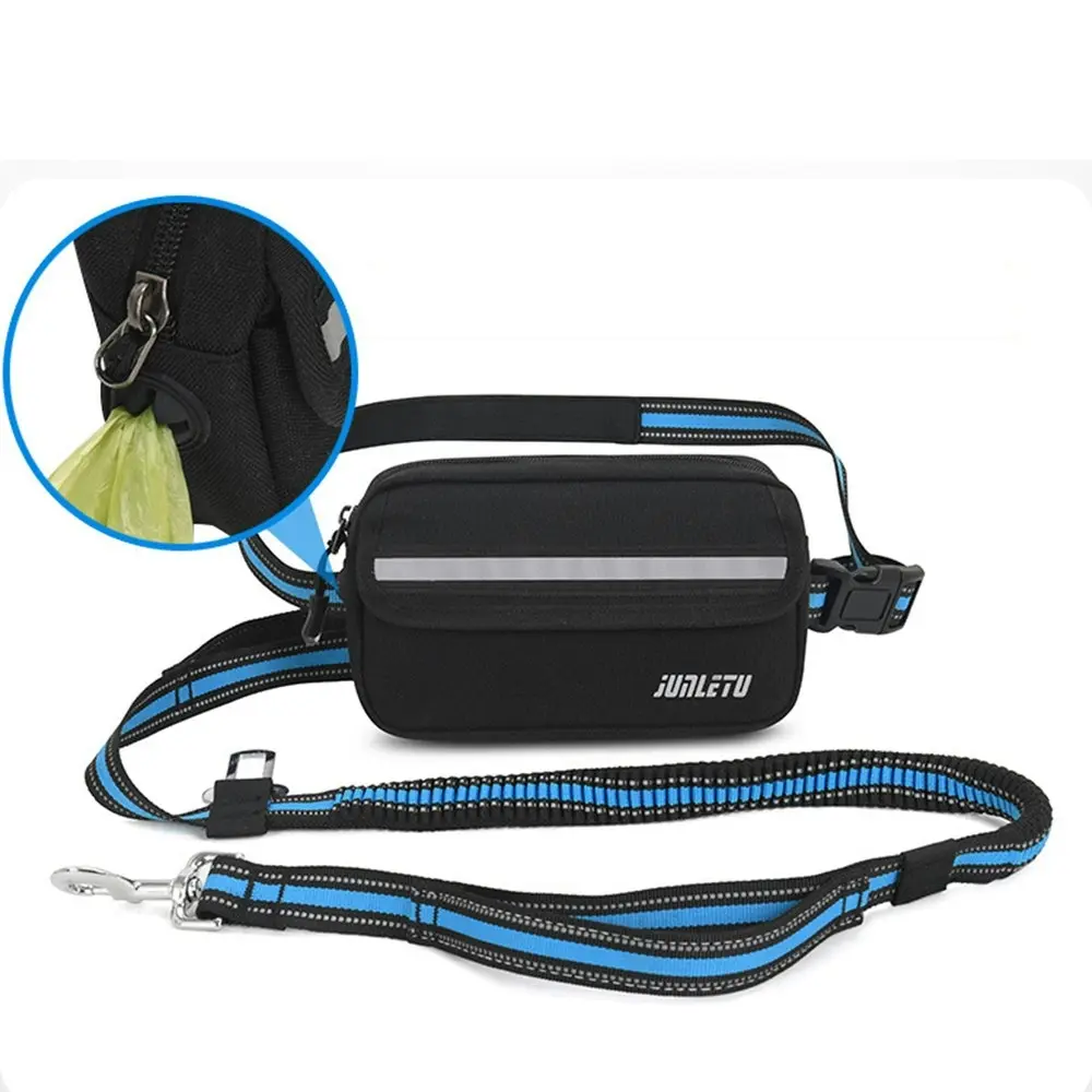 Dog Hands Free Leash With Zipper Pouch Running Waist Bag With Dual Handle Leash