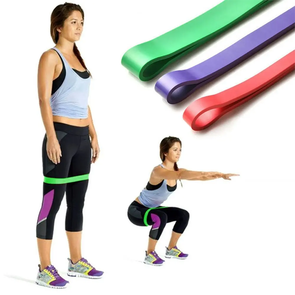 Set of 3 heavy duty resistance band loop power GYM fitness