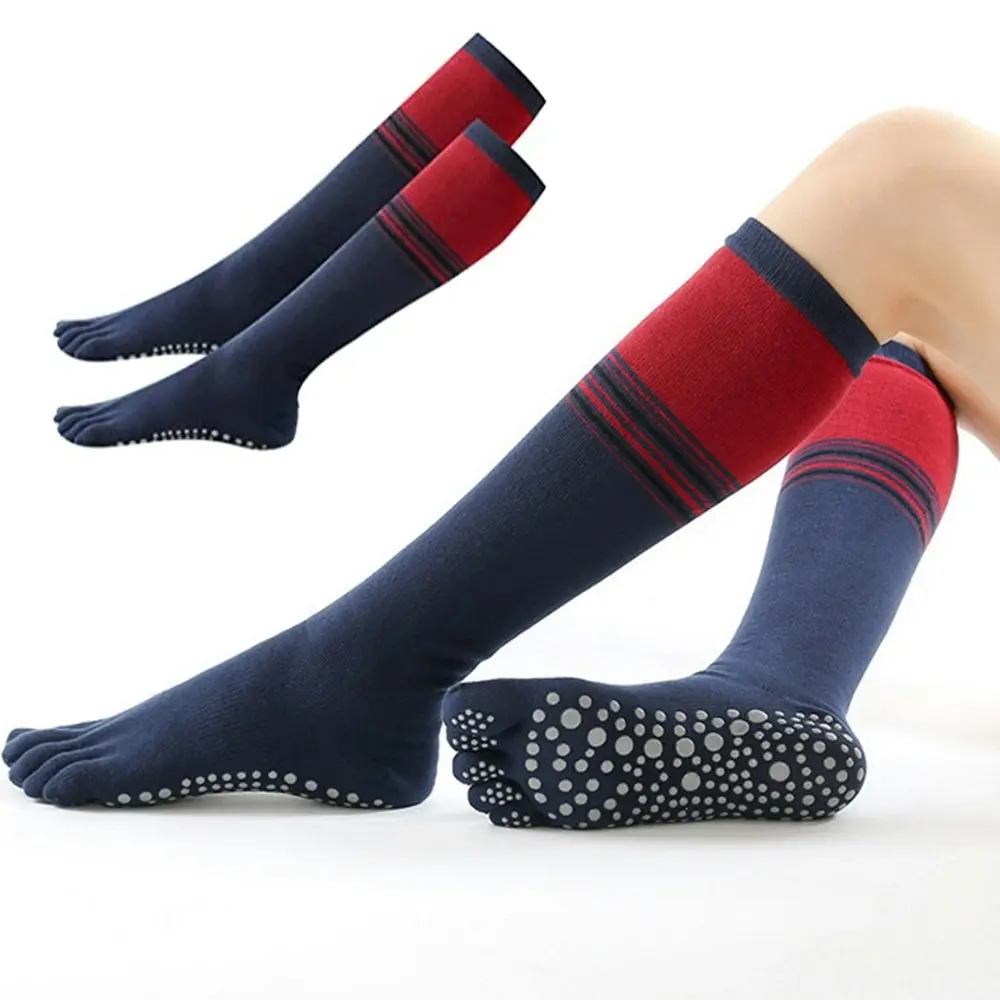 2 Pairs Non Skid yoga socks Thigh Pilates Ballet Dance Five Toes Long Calf Socks