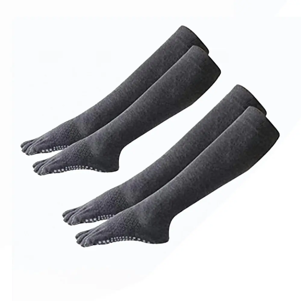 2 Pairs Non Skid yoga socks Thigh Pilates Ballet Dance Five Toes Long Calf Socks