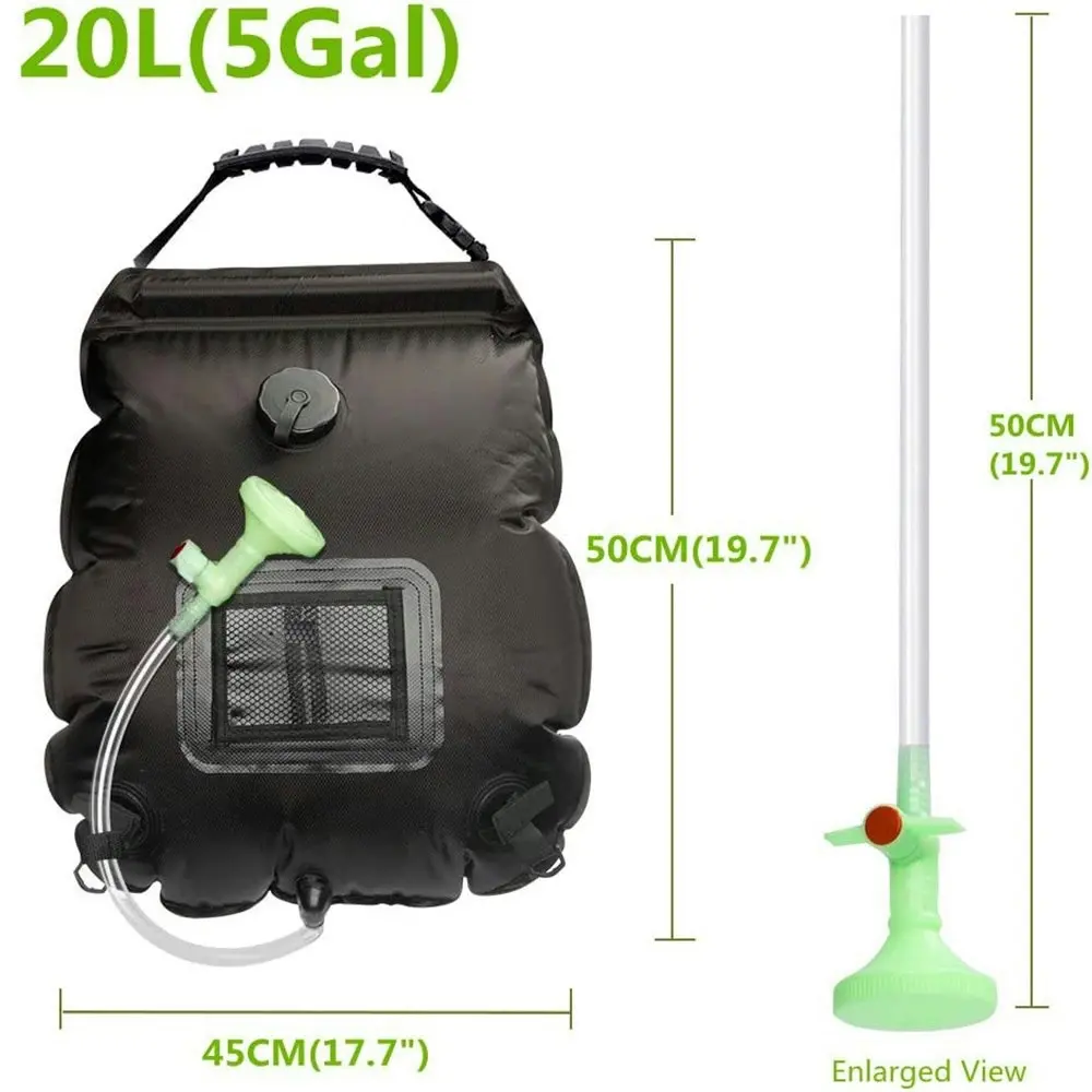 Solar Shower Bag Solar Heating Camping Shower Bag 20L Foldable Water Storage Bag