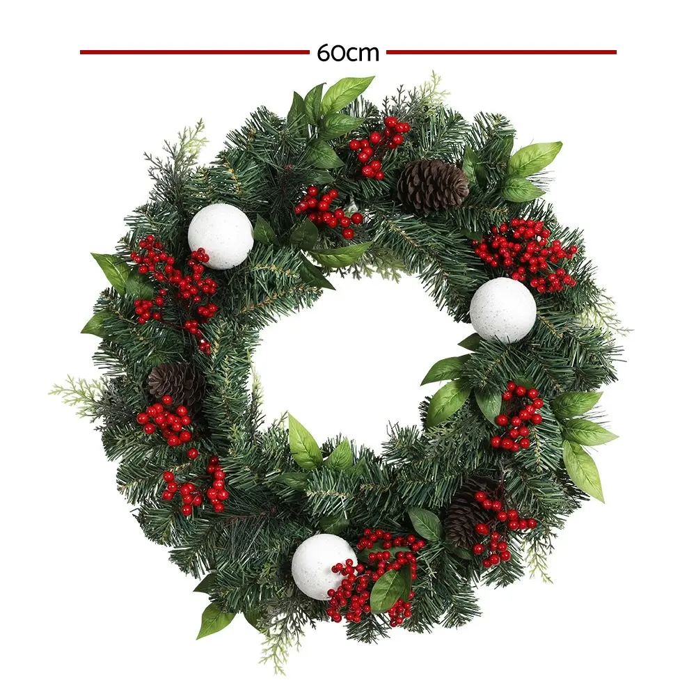 Jingle Jollys 2FT 60CM Christmas Wreath with Decor Xmas Tree Decorations