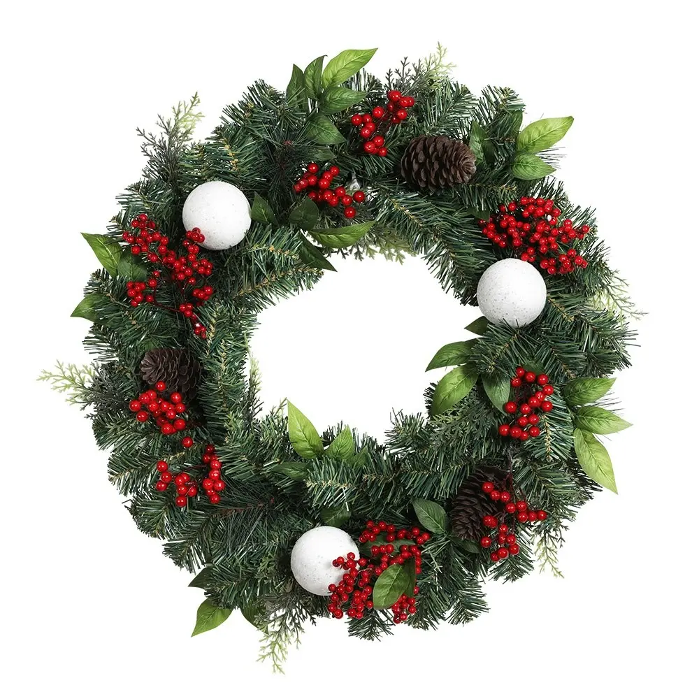 Jingle Jollys 2FT 60CM Christmas Wreath with Decor Xmas Tree Decorations