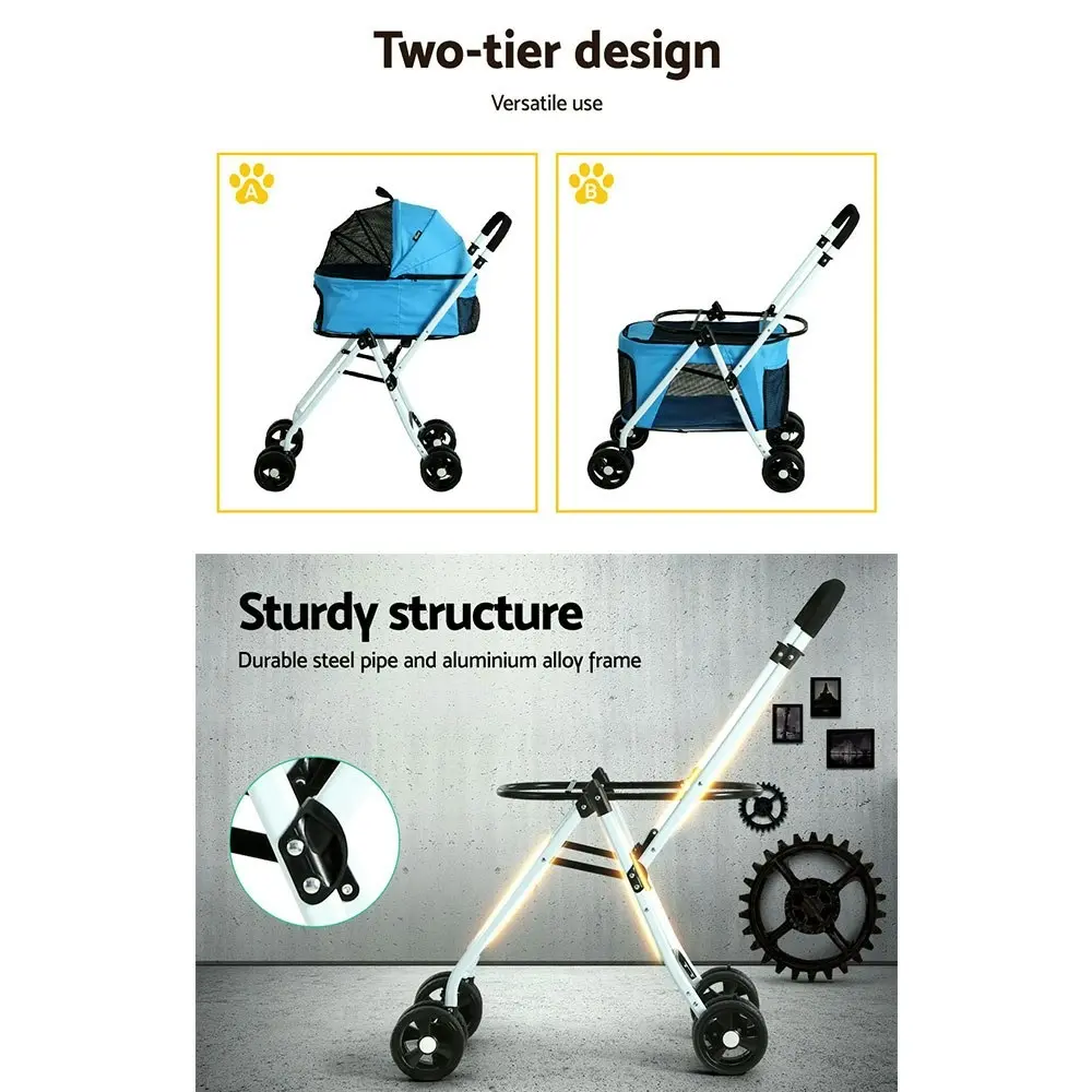 i.Pet Pet Stroller Dog Pram Large Cat Carrier Travel Pushchair Foldable 4 Wheels