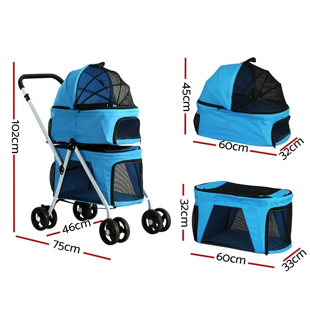 i.Pet Pet Stroller Dog Pram Large Cat Carrier Travel Pushchair Foldable 4 Wheels