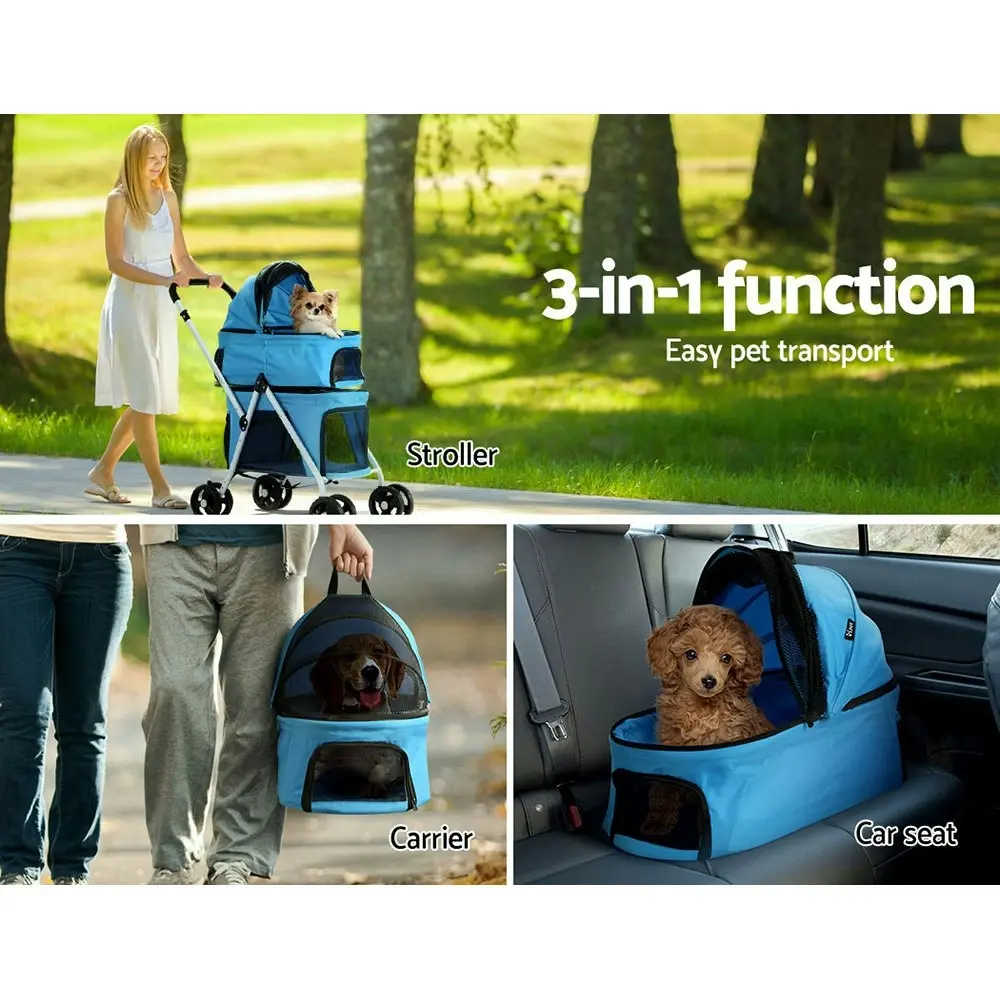 i.Pet Pet Stroller Dog Pram Large Cat Carrier Travel Pushchair Foldable 4 Wheels