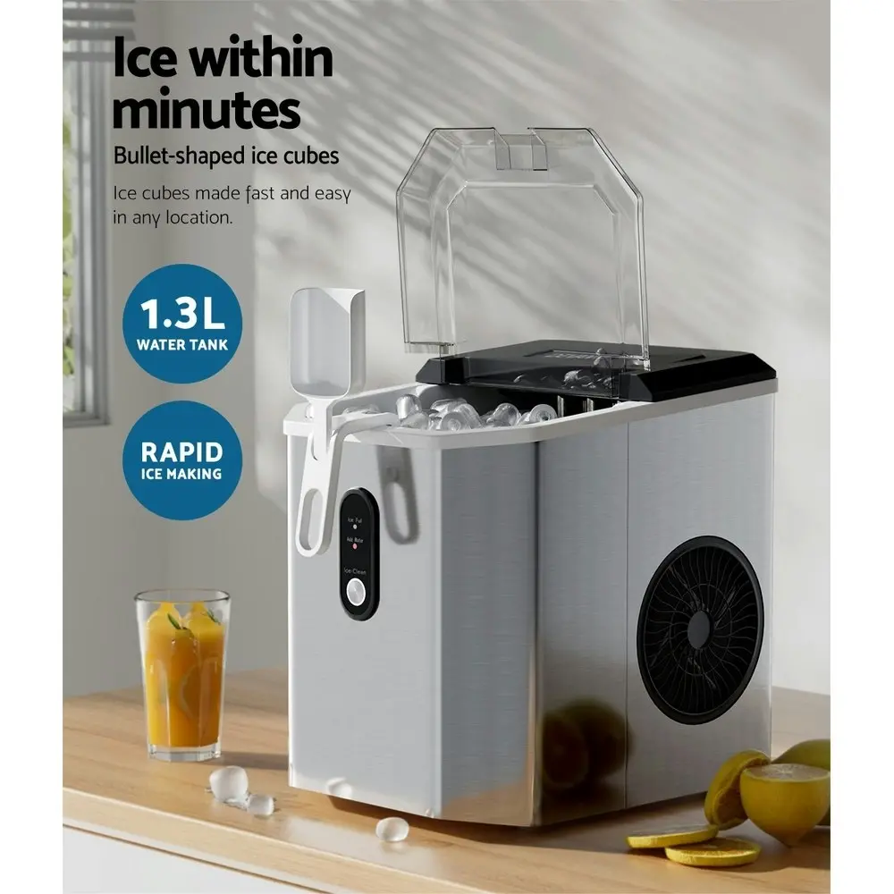 Devanti Ice Maker Machine 12kg Silver