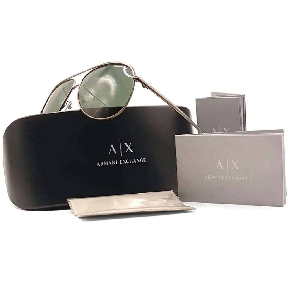 Armani Exchange Matte Gunmetal/Green Men's Metal Pilot Sunglasses AX2002 600371