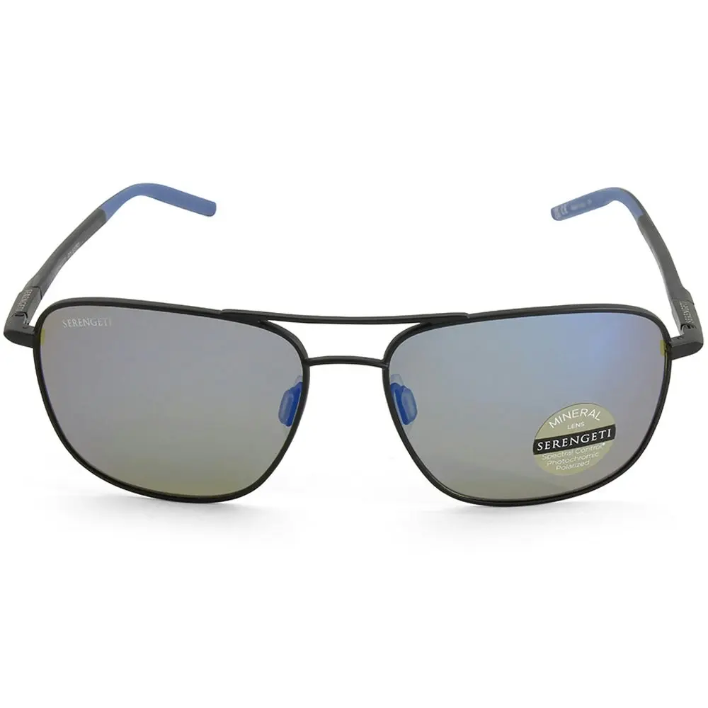 Serengeti Spello Matte Black/555nm Blue Polarised Unisex Sunglasses 8797