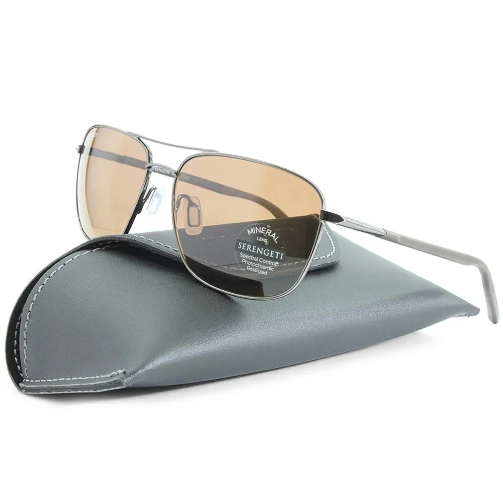 Serengeti Spello Shiny Gunmetal/Brown Mineral Polarised Unisex Sunglasses 8799