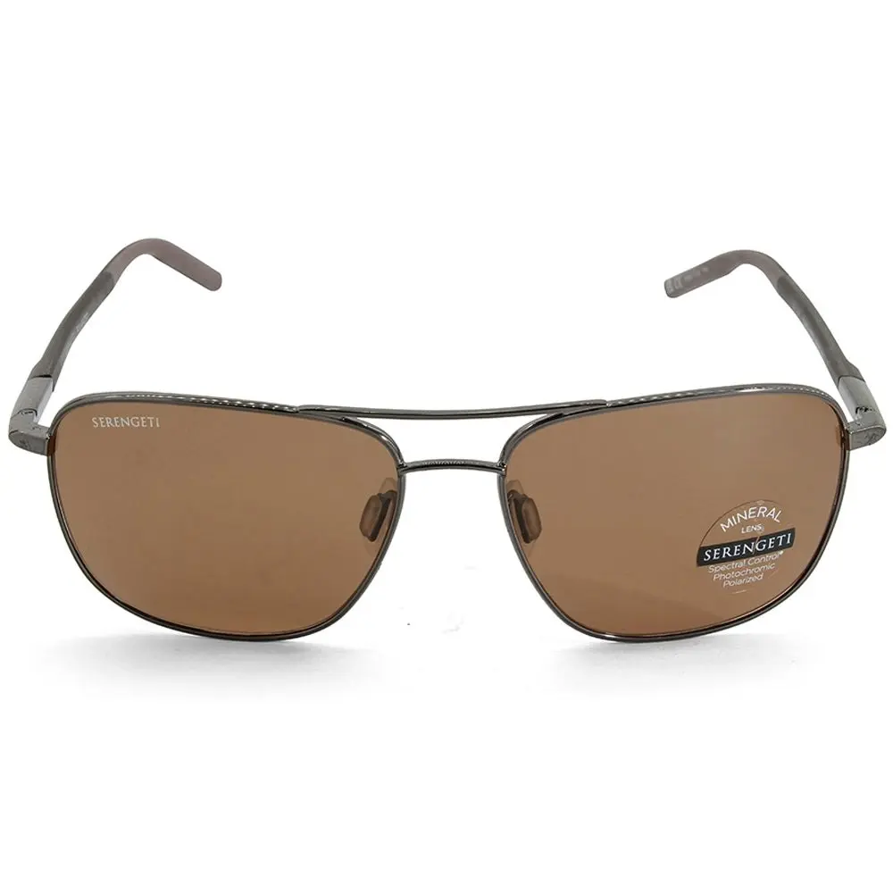 Serengeti Spello Shiny Gunmetal/Brown Mineral Polarised Unisex Sunglasses 8799