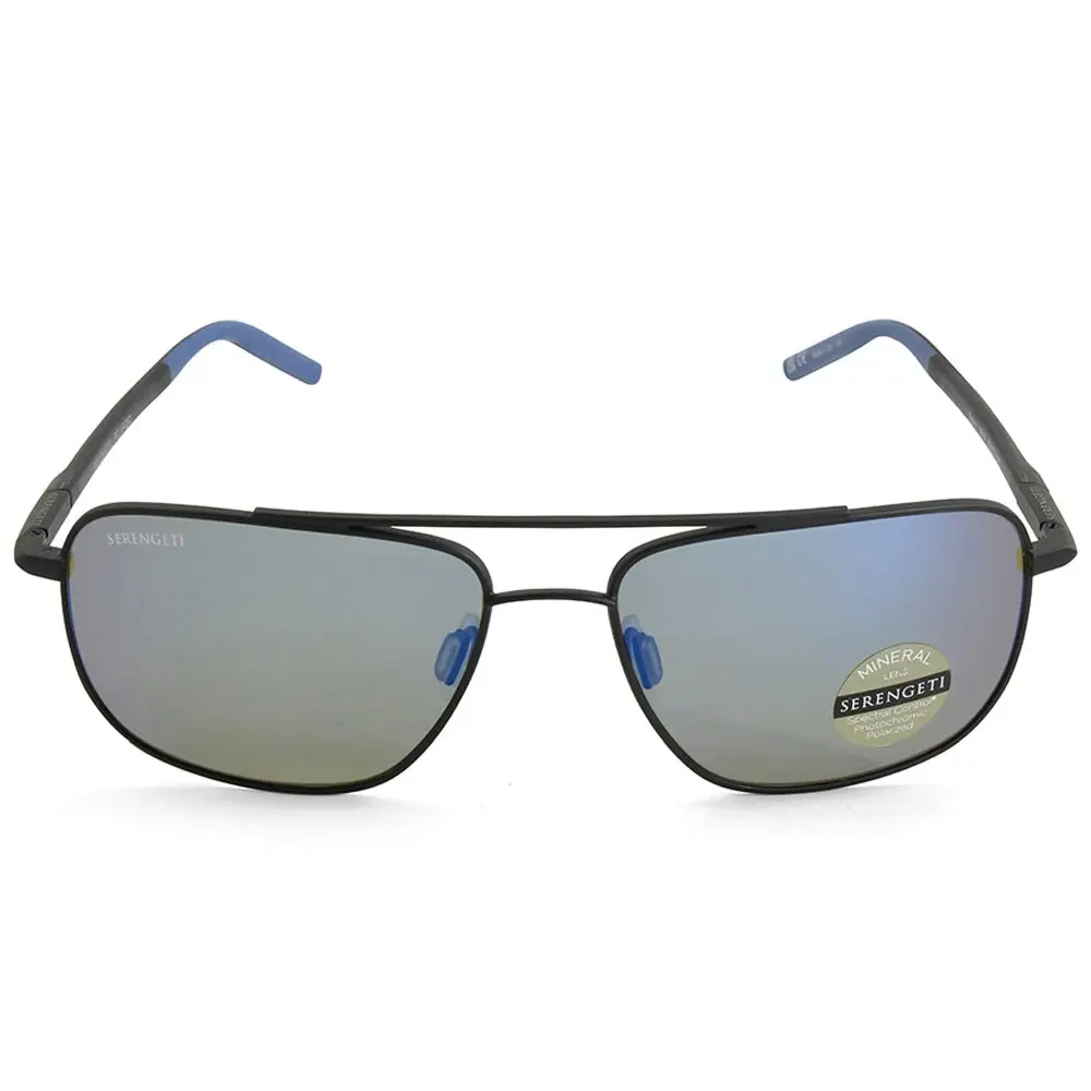 Serengeti Tellaro Matte Black/555nm Blue Polarised Unisex Sunglasses 8819