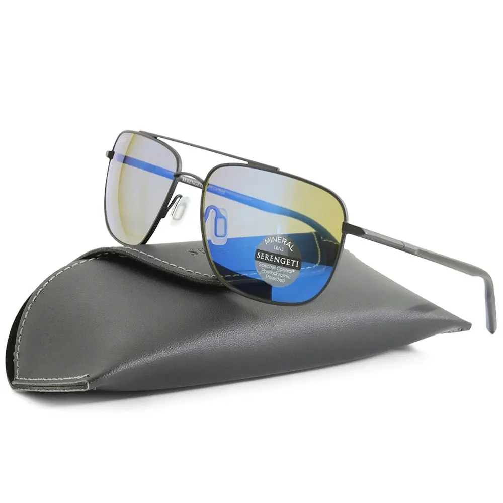 Serengeti Tellaro Matte Black/555nm Blue Polarised Unisex Sunglasses 8819