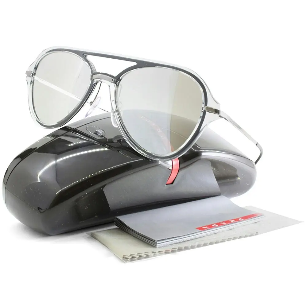 Prada Sport PS 04TS MQG2B0 Transparent Grey/Silver Mirror Men's Sunglasses