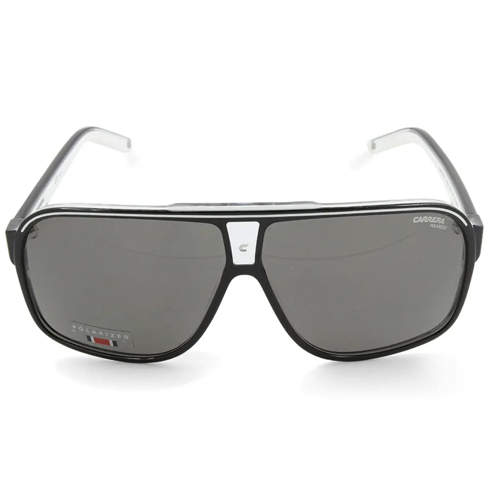 Carrera Grand Prix 2 Black White on Clear/Grey Polarised Sunglasses 7C5/M9